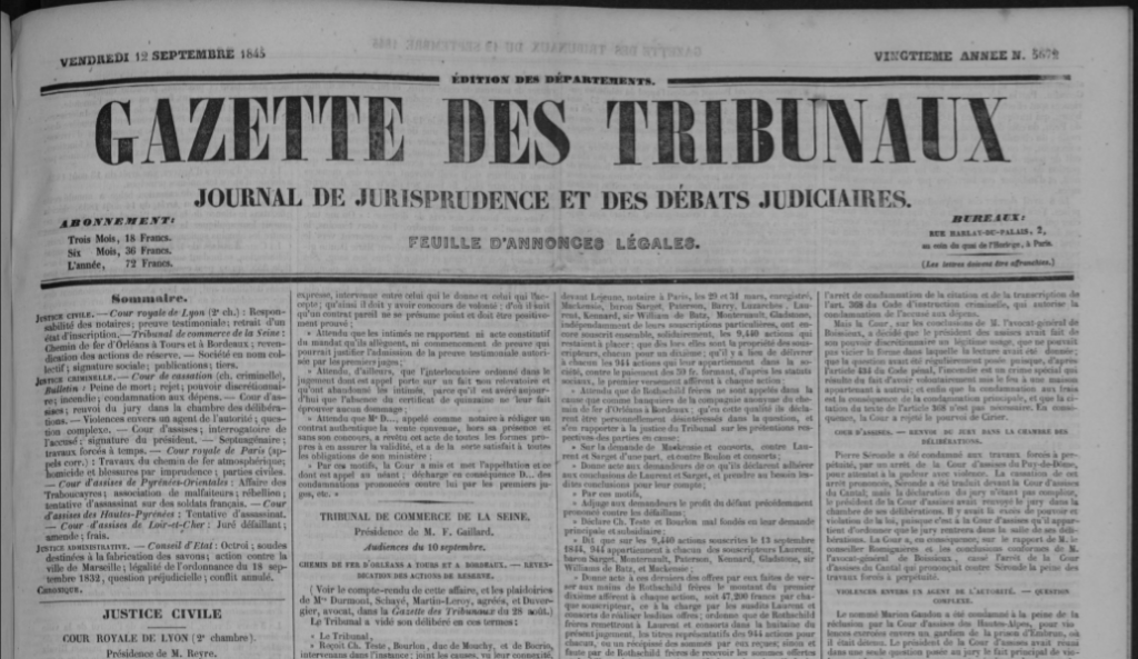 Gazette des Tibunaux